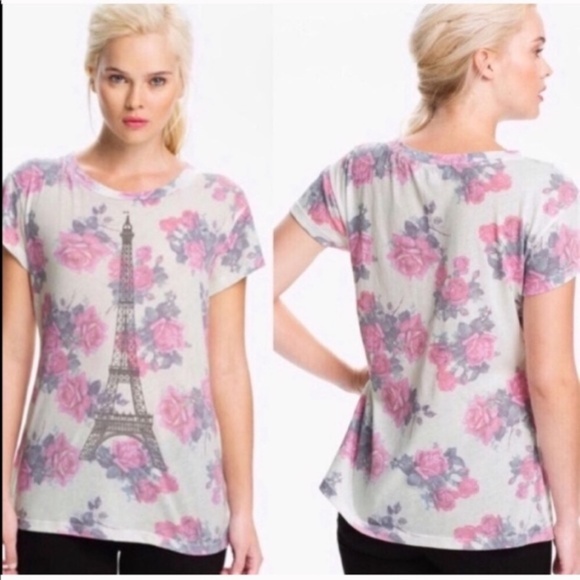 Wildfox Eiffel Tower Floral Tee Worn Once! - Picture 2 of 2